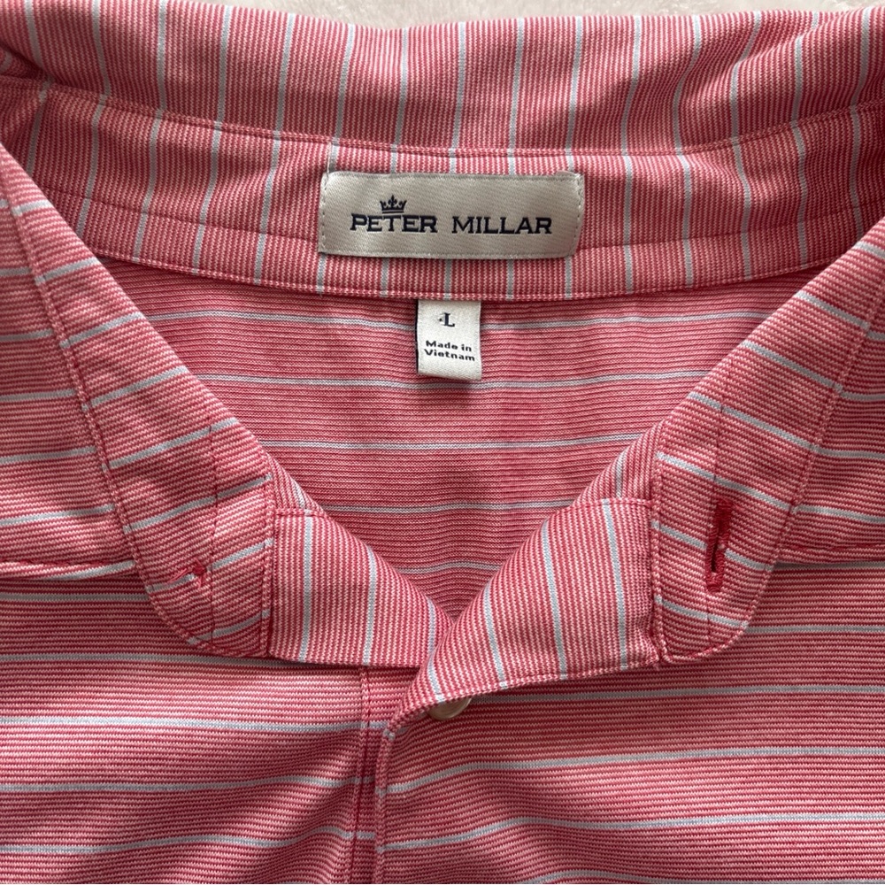 Peter Millar Polo Golf Shirt Men’s Large Red Stripe Preppy